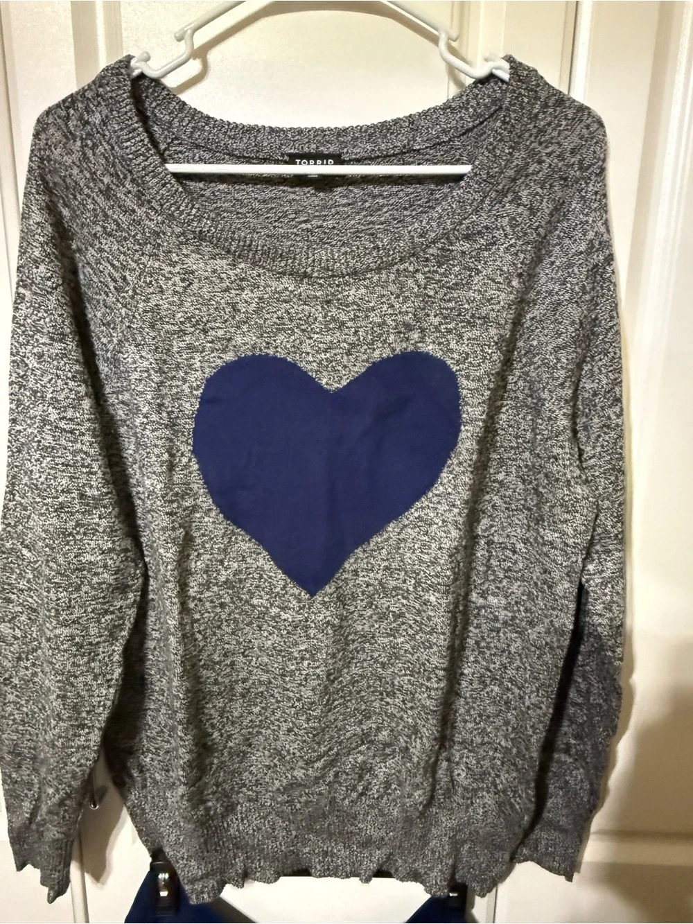 TORRID Gray Crewneck Sweater with Navy Heart and TORRID Navy tulle skirt